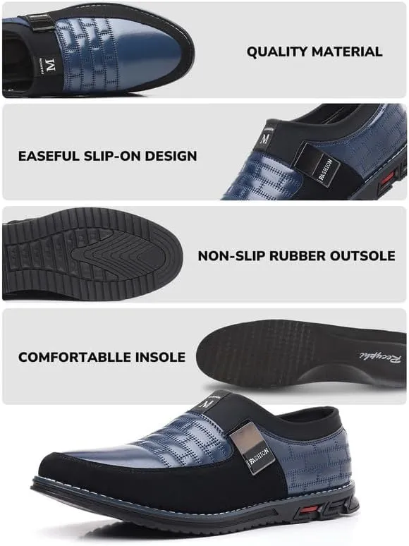 Men??s Oxford No-Stripe Orthopedic Leather Shoes Derby Formal Business Dress Sneakers Casual Walking Driving Slip-on Loafers