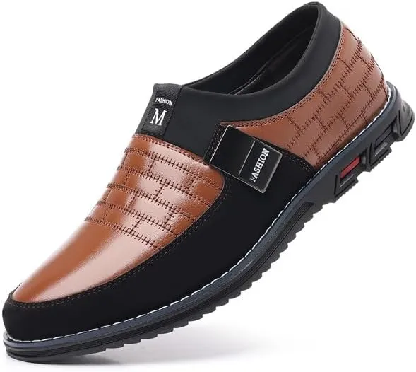 Men??s Oxford No-Stripe Orthopedic Leather Shoes Derby Formal Business Dress Sneakers Casual Walking Driving Slip-on Loafers