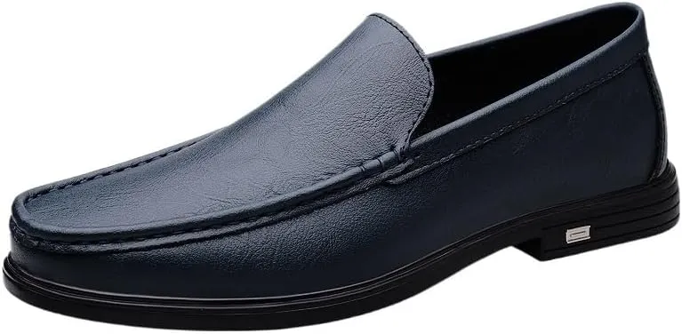 Mens Party Loafers Shoes Vegan Leather Evening Solid Color Round Toe Anti-Slip Shoe for Office Party Wedding Slip-on
