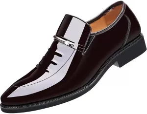 Men's Retro Patent Leather Slip On Dress Shoes Formal Business Oxford Shoes Driving Loafers for Men