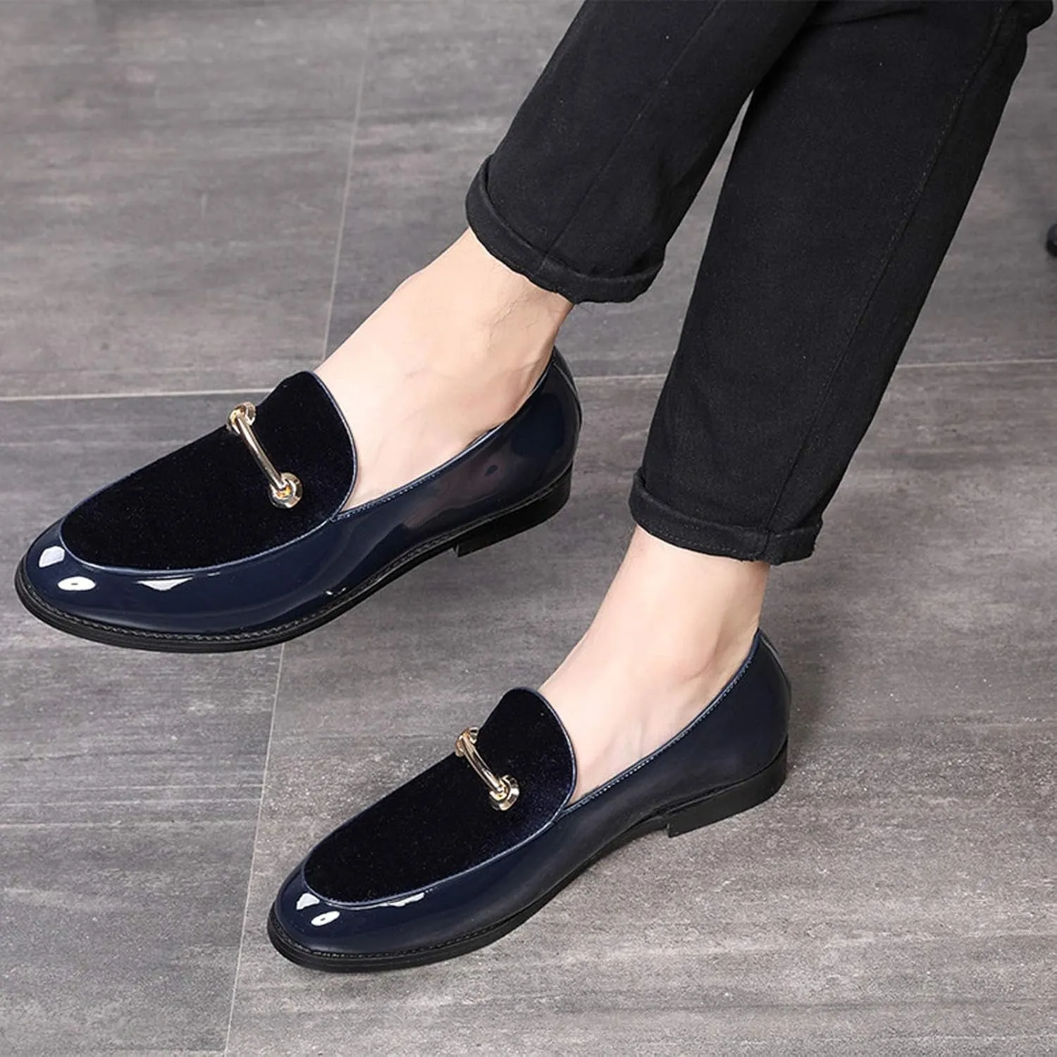 Men's Slip-On Dress Shoes - Premium Business Casual Loafers for Office/Party, Comfortable Driving Shoes with Flexible Flat Sole