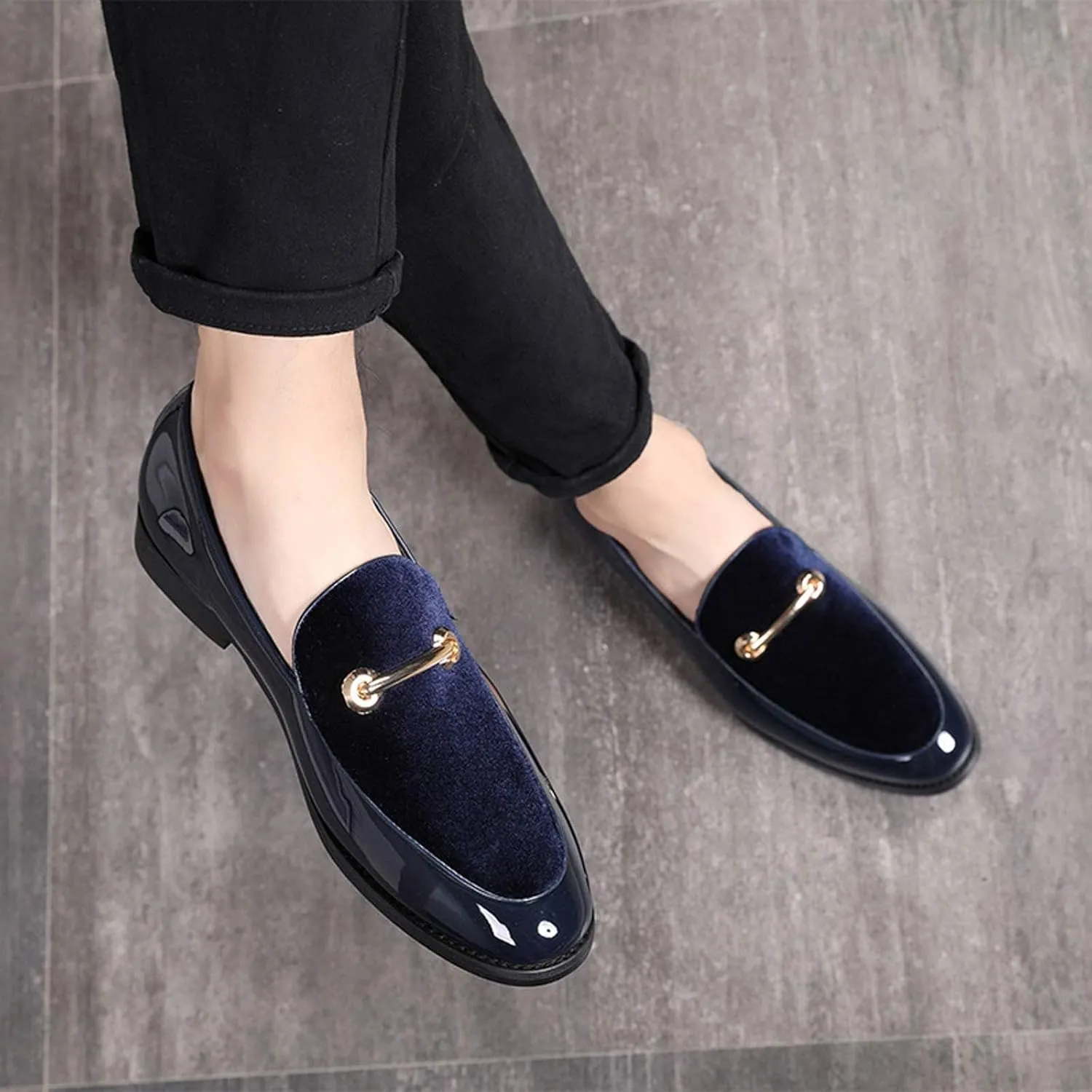 Men's Slip-On Dress Shoes - Premium Business Casual Loafers for Office/Party, Comfortable Driving Shoes with Flexible Flat Sole