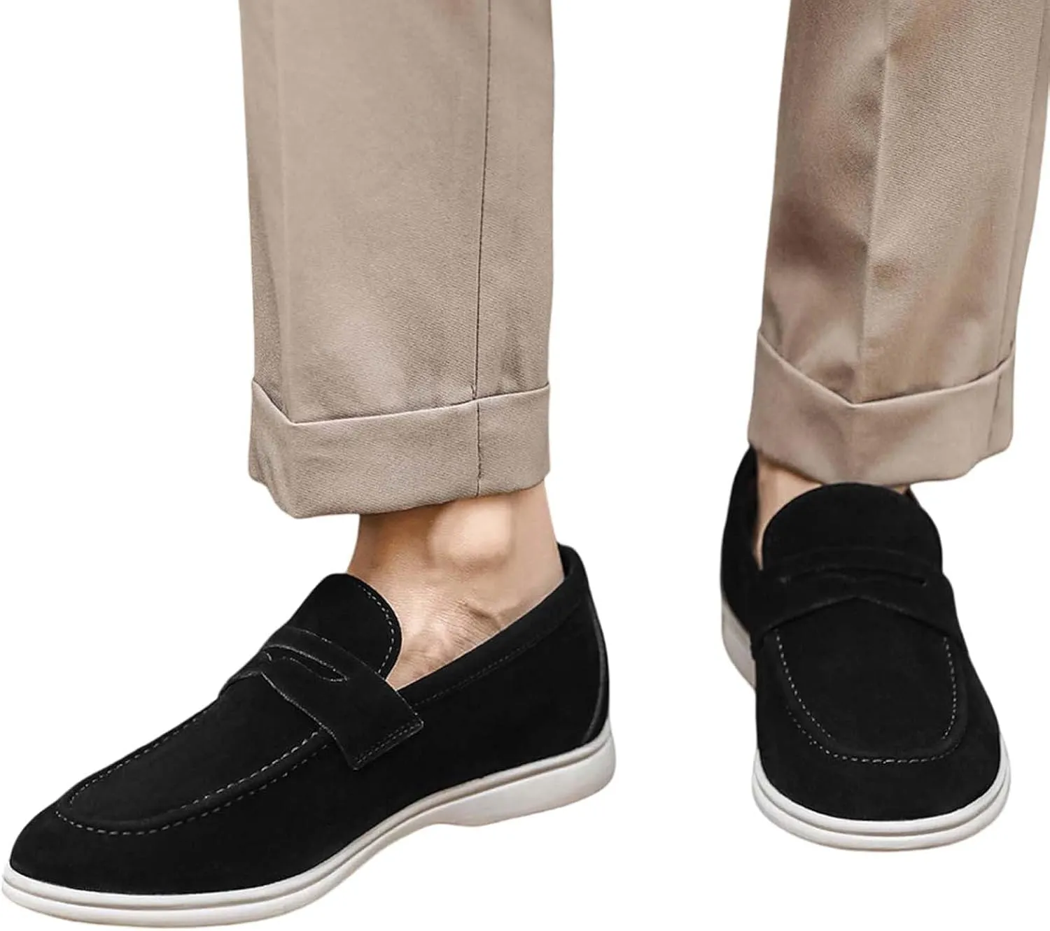 Men's Slip On Loafers Comfortable Soft Sole Suede Driving Shoes Breathable Lightweight Walking Travel Work Casual