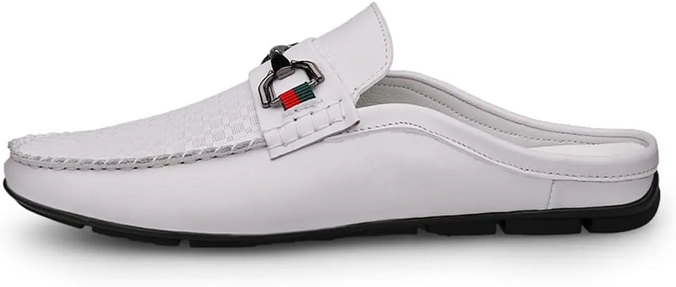 Men's Slippers Slip-On Loafers Leather Formal Wear Casual Open Back Sandals