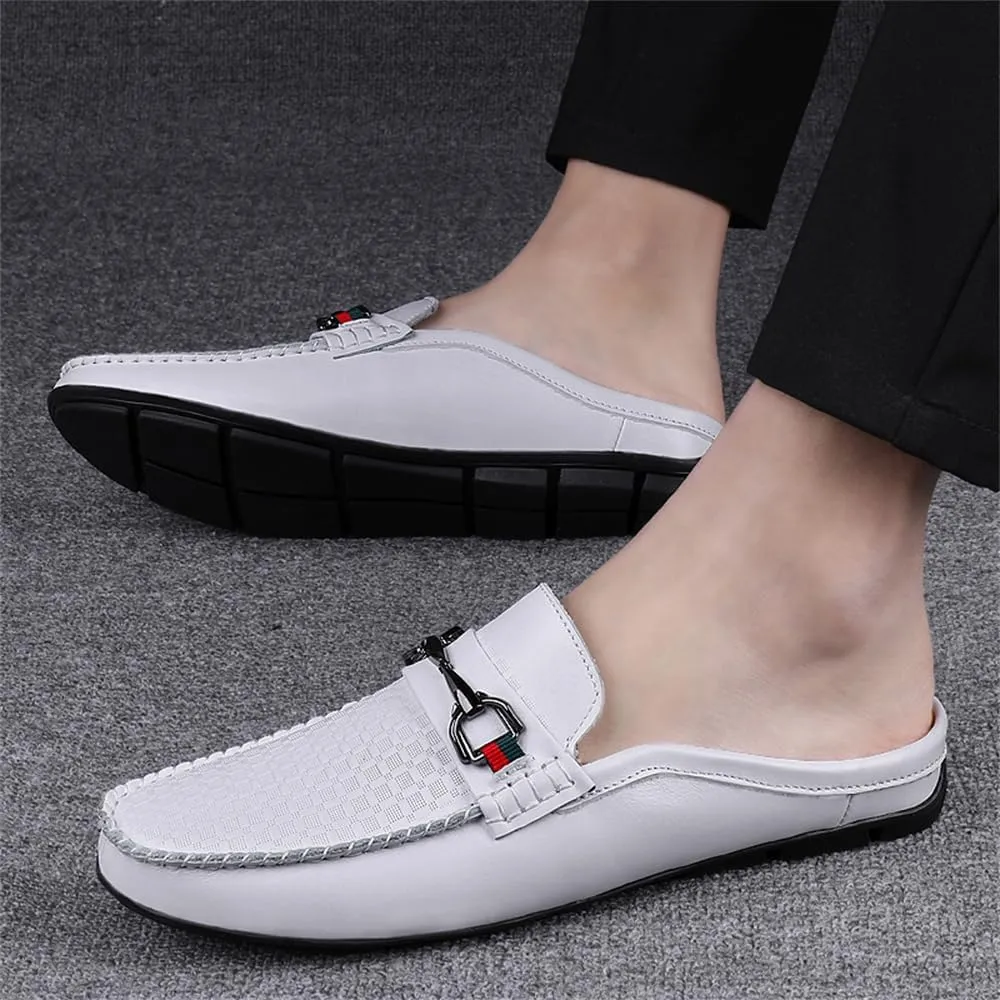 Men's Slippers Slip-On Loafers Leather Formal Wear Casual Open Back Sandals