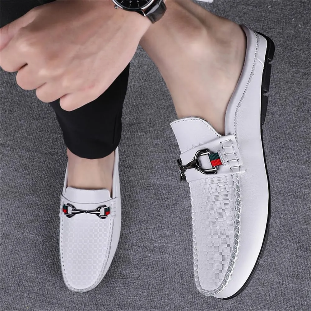 Men's Slippers Slip-On Loafers Leather Formal Wear Casual Open Back Sandals