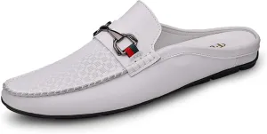 Men's Slippers Slip-On Loafers Leather Formal Wear Casual Open Back Sandals