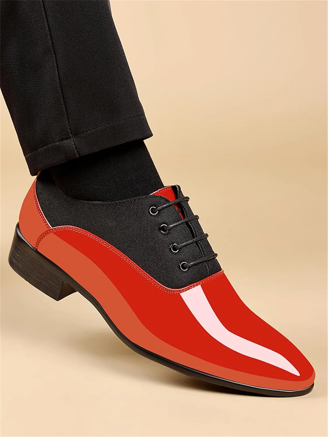 Men's Vintage High Gloss Dress Shoes Patent Leather Oxford Business Suit Tuxedo Formal Shoes Prom Weddings