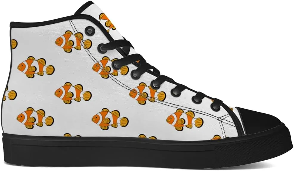 Men's Women's Clownfish Shoes Tropical Fish High Top Canvas Sneakers Lace Up Casual Walking Shoes