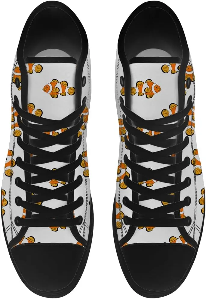 Men's Women's Clownfish Shoes Tropical Fish High Top Canvas Sneakers Lace Up Casual Walking Shoes