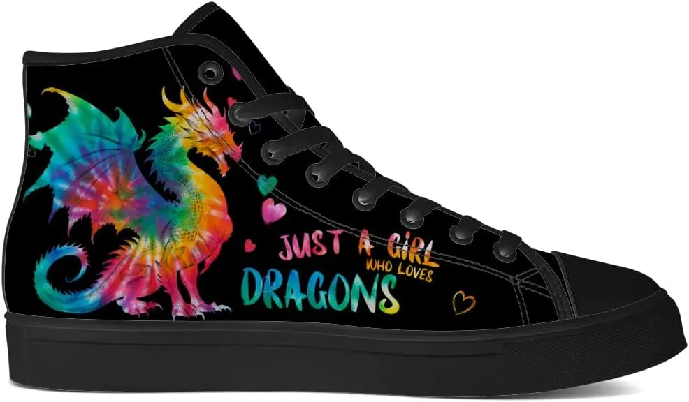 Men's Women's Dragon Reading Book High Top Canvas Shoes Dragon High Top Sneakers Lace Up Casual Shoes Gifts for Boys Girls