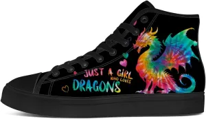 Men's Women's Dragon Reading Book High Top Canvas Shoes Dragon High Top Sneakers Lace Up Casual Shoes Gifts for Boys Girls
