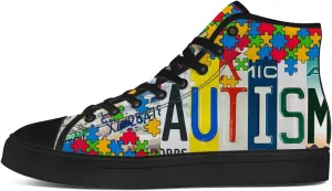 Men's Women's High Top Canvas Shoes Autism Awareness High Top Sneakers Lace Up Casual Shoes Gifts for Dad Mom