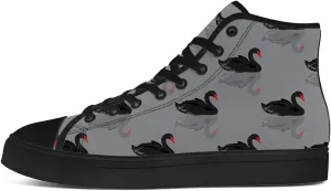 Mens Womens Swan Shoes High Top Canvas Sneakers Lace Up Casual Walking Shoes