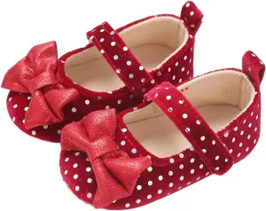 Newborn Baby Girl Bowknot Dress Shoes Infant Mary Jane Flat Non Slip First Walking Soft Sole Wedding Dress Shoes