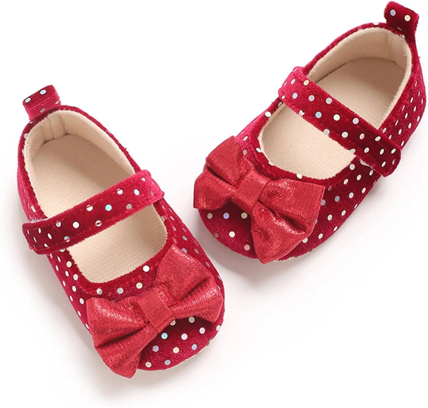 Newborn Baby Girl Bowknot Dress Shoes Infant Mary Jane Flat Non Slip First Walking Soft Sole Wedding Dress Shoes