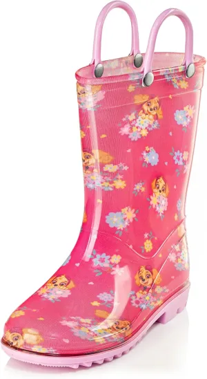 Nickelodeon Paw Patrol Girls' Waterproof PVC Rain Boots with Easy-On Handles ?C Toddler & Little Kid Sizes