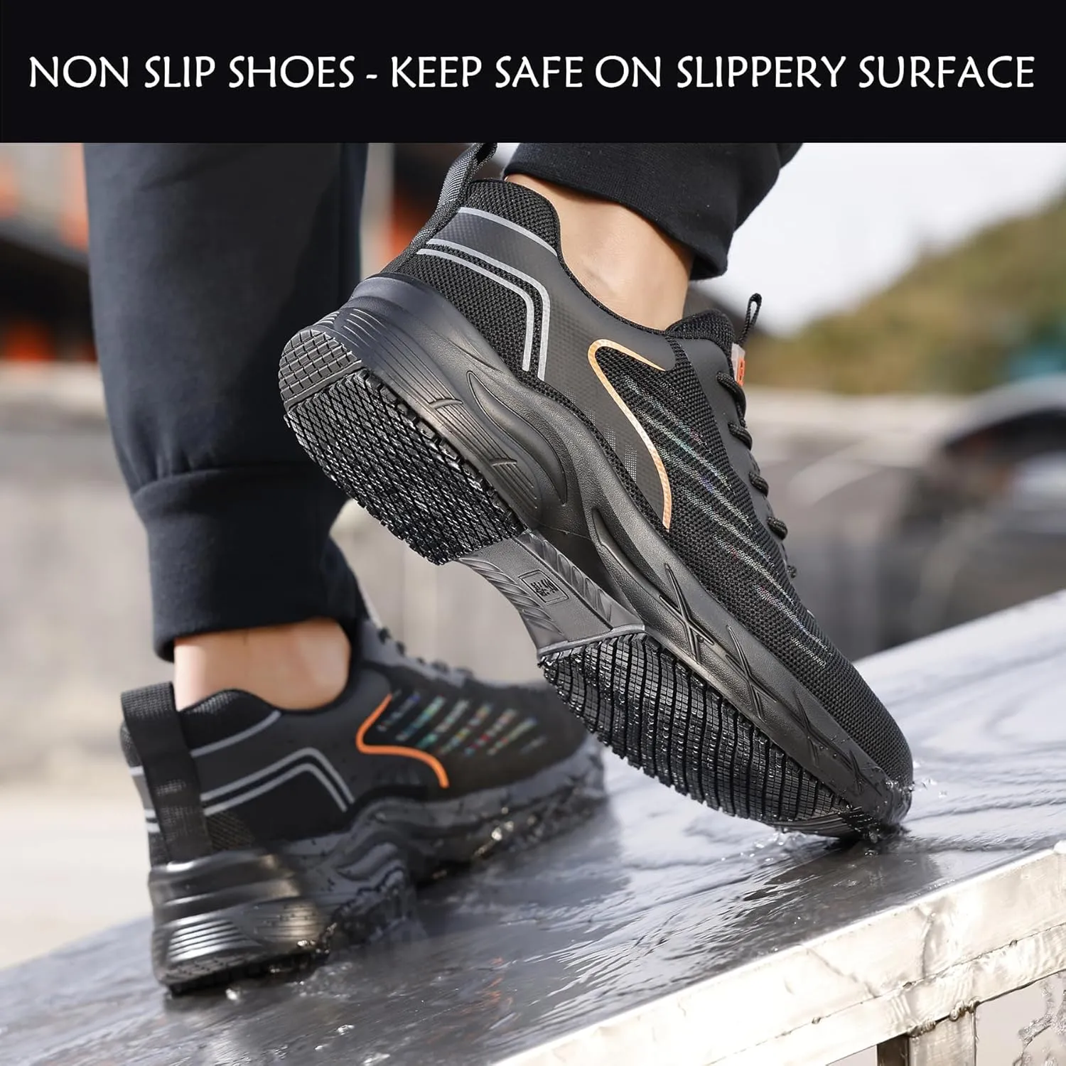 Non Slip Work Shoes for Men Waterproof Breathable Food Service Kitchen Restaurant Chef Walking Sneakers