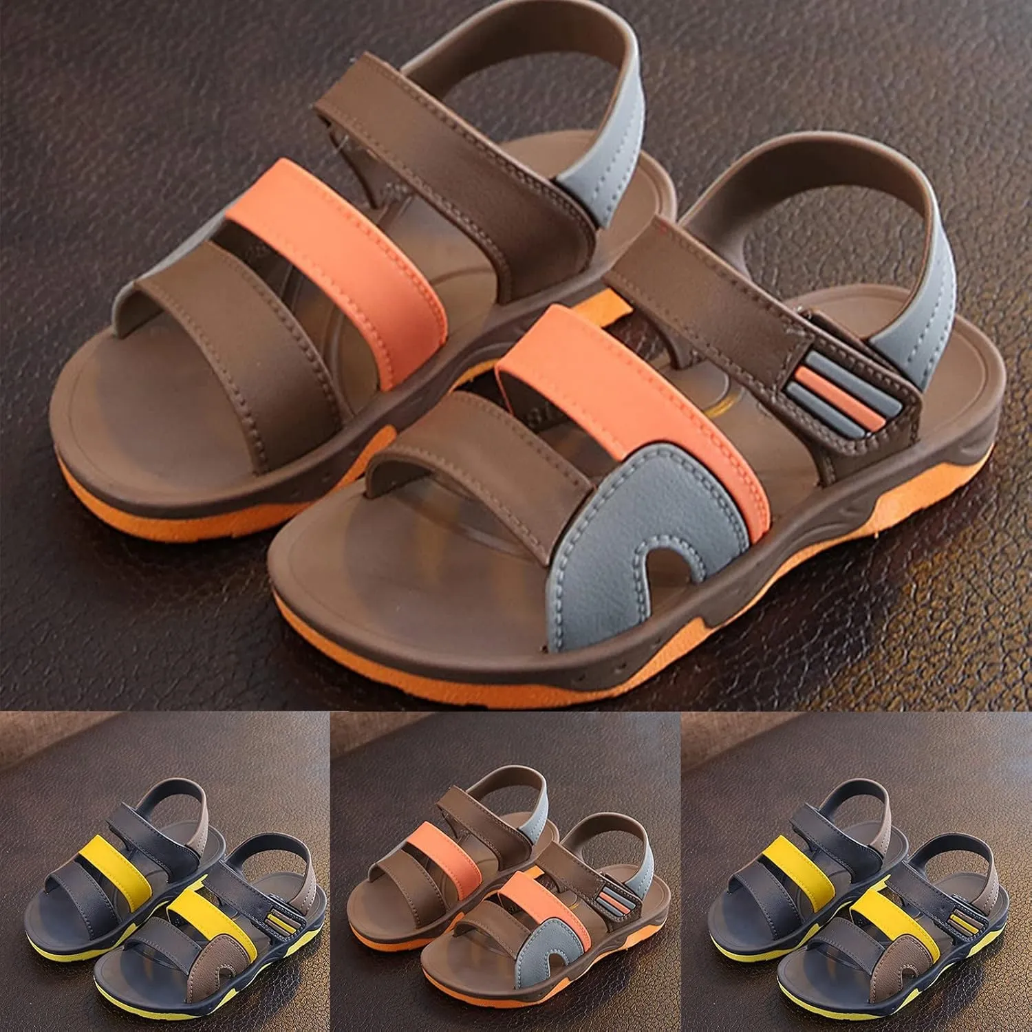 Open Toe Sandals for Boys Girls, Kids Unisex Outdoor Athletic Sport Sandals, Non-Slip Casual Daily Walking Shoes