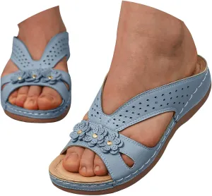Orthopedic Sandals for Women Summer Dressy with Arch Support,Comfortable Walking Slippers Vintage Slip On Shoes Orthotic Thong Flip Flops Cushion Footbed Platform Sandals