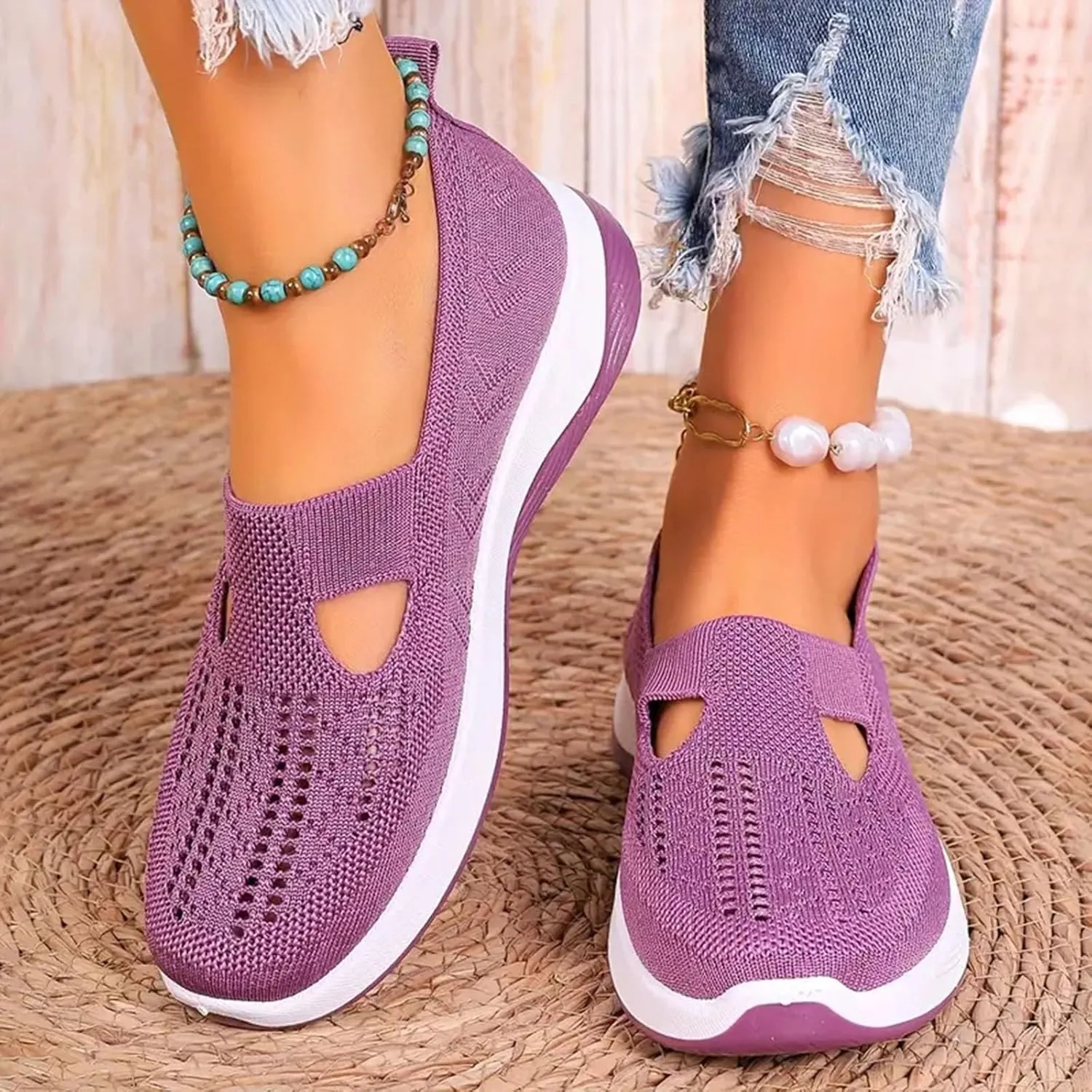 Orthopedic Shoes for Women Walking Shoes Mesh Slip On Air Cushion Girls Modern Jazz Dance Easy Shoes Platform Loafers