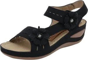 Orthopedic Slippers for Women 6 Wide All Black Orthopedic Shoes for Women Heeled Sandals for Women Arch Support Ladies Leather Sandals Plantar Fasciitis Sandals Closed Toe Black Shoes Women Dressy