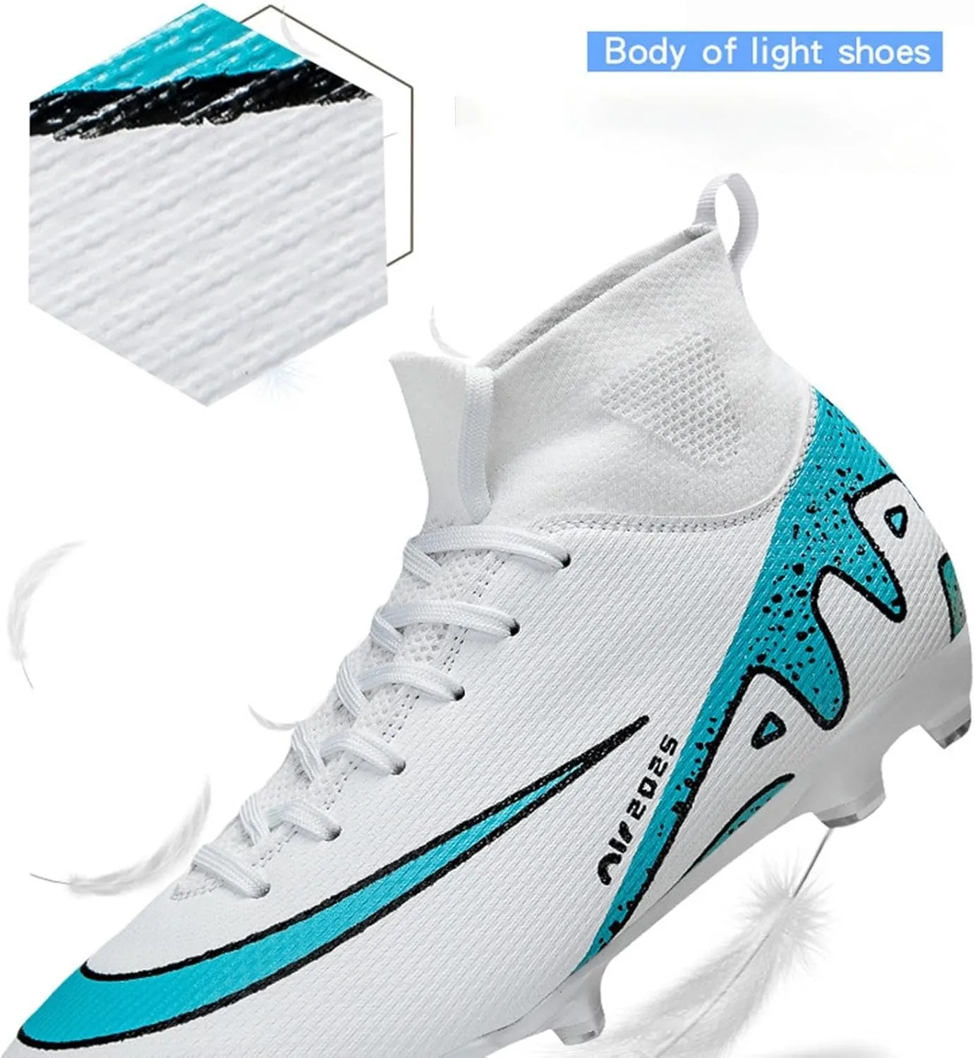 Outdoor Breathable Soccer Cleats Firm, Football Cleats Athletic Turf, High Top Comfortable Sport Training Sneaker