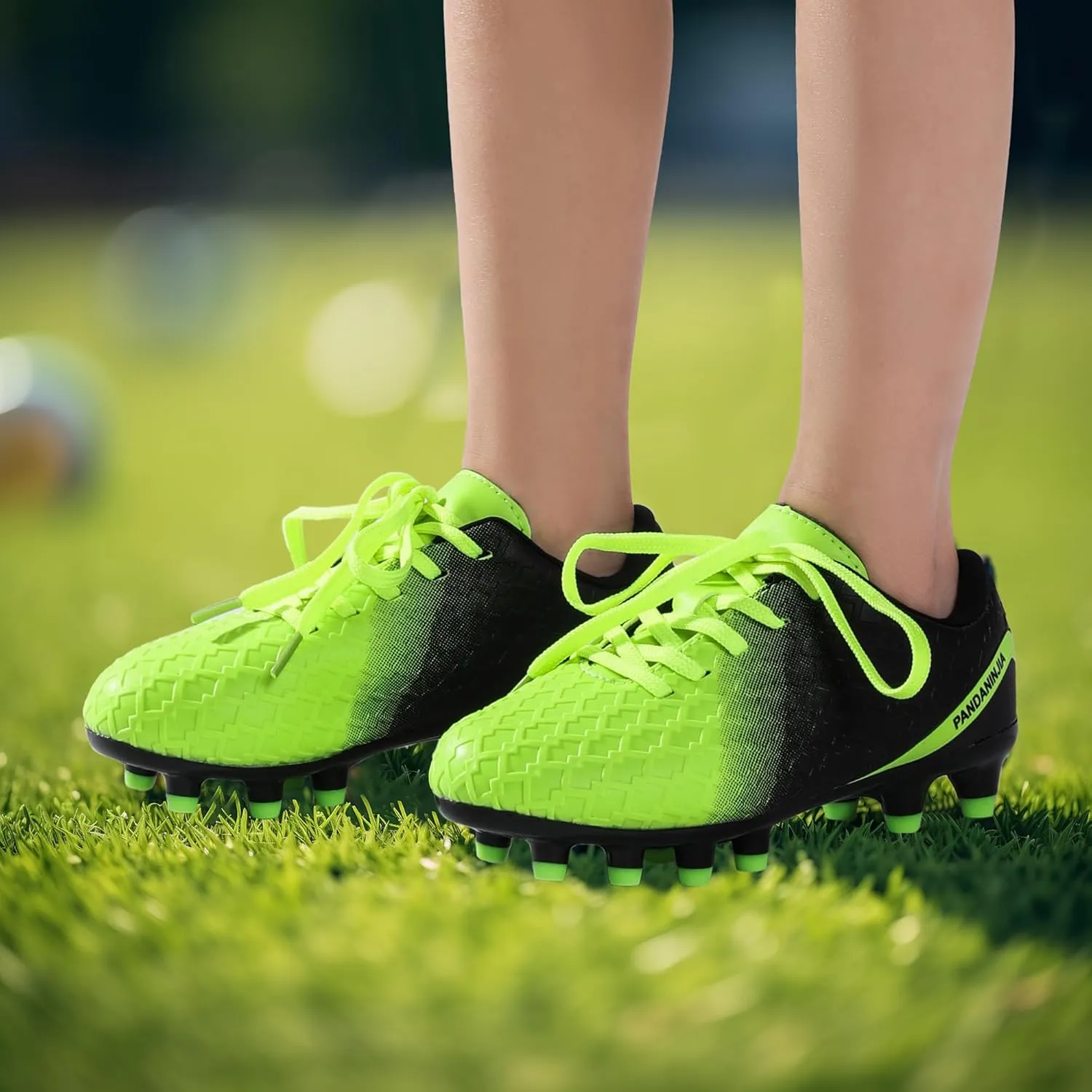 PANDANINJIA Girls Soccer Cleats Athletic Outdoor Boys Kids Football Cleats Little Big Kid Soccer Shoes