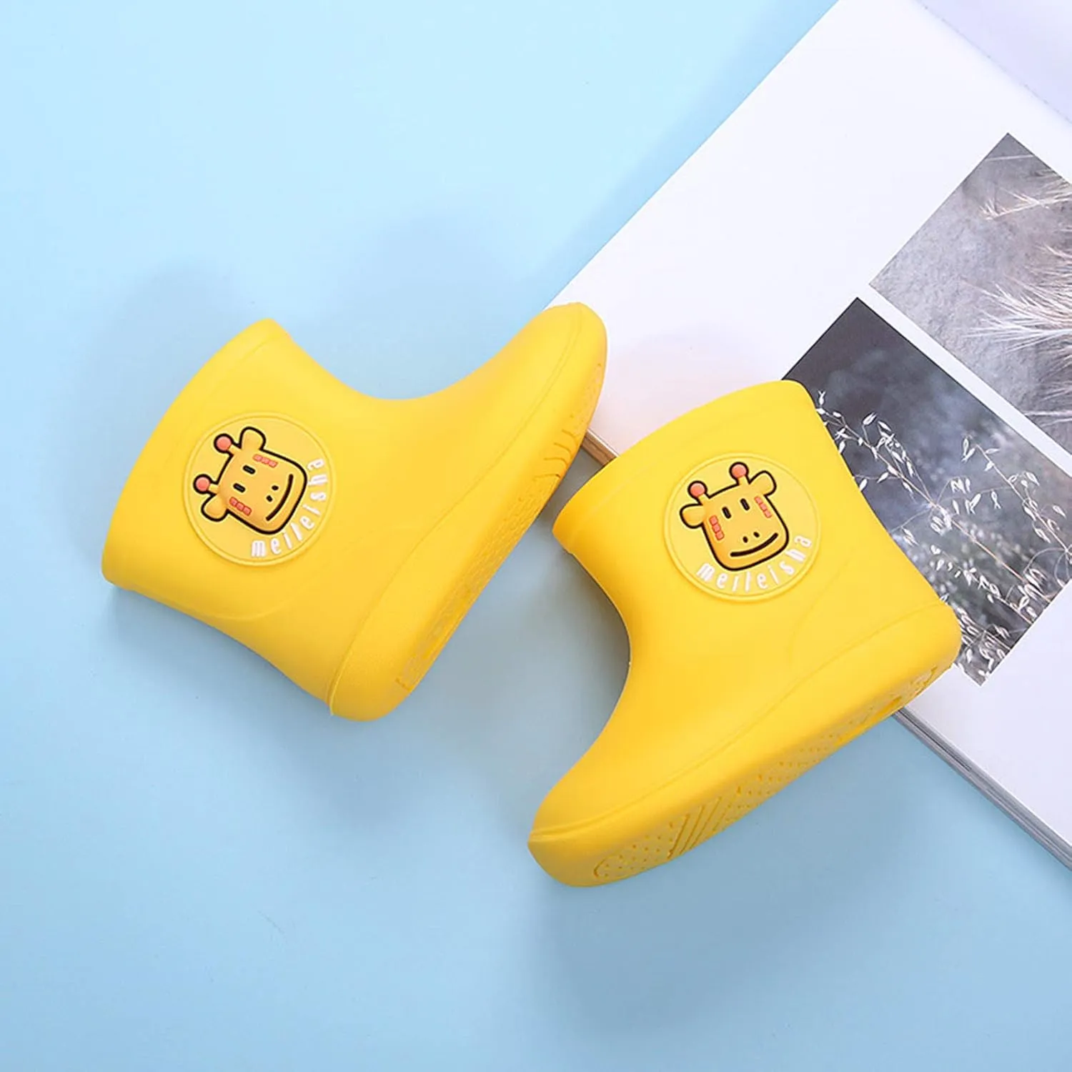 POLG Baby Waterproof Rain Boots Toddler Kids Baby Boys Girls Cartoon Rubber Waterproof Rain Shoes Rain Boots