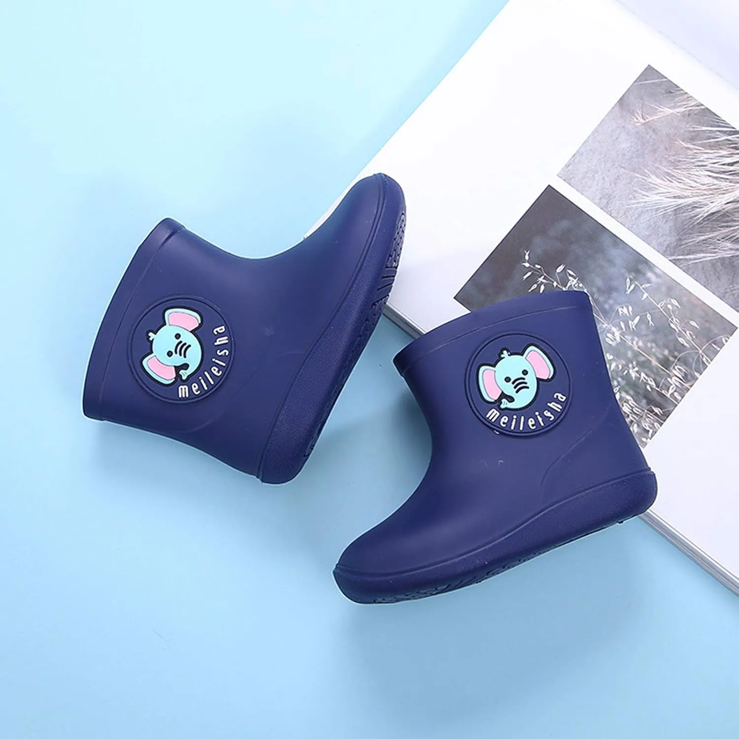 POLG Baby Waterproof Rain Boots Toddler Kids Baby Boys Girls Cartoon Rubber Waterproof Rain Shoes Rain Boots