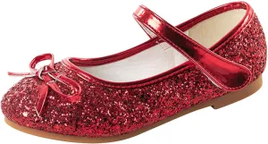 Princess Girls Glitter Dress Shoes Cute Bowknot Mary Jane Low Heels Party Wedding Prom Footwear for Toddler Kids