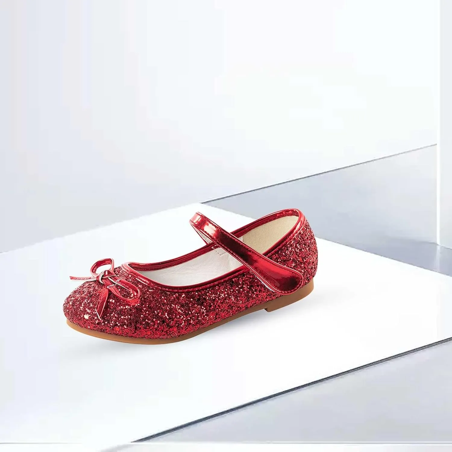 Princess Girls Glitter Dress Shoes Cute Bowknot Mary Jane Low Heels Party Wedding Prom Footwear for Toddler Kids