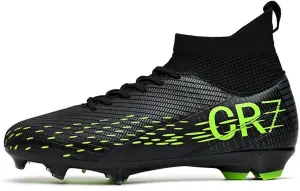 Professional Wide Soccer Cleats Competition Turf, Football Cleats Lightweight High Top Shock Resistant for Big Boys Youth Training Ground