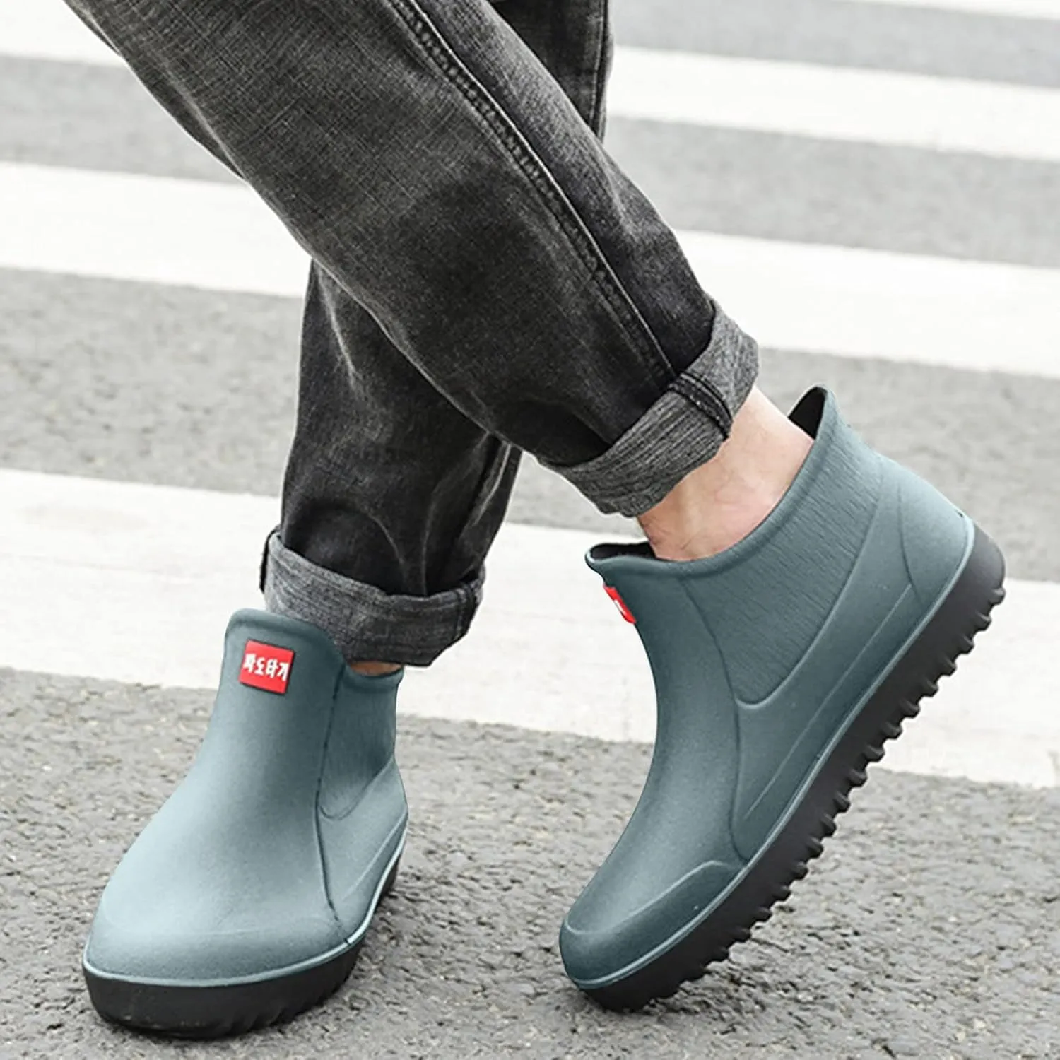 Rain Boots Women Comfortable Mens Grounded Footwear Ruffle Ankle Booties Barefoot Shoes Casual Fall Short Rain Boots for Women Waterproof Garden Shoes Chelsea Boots