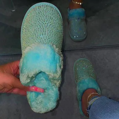 Rhinestone House Slippers
