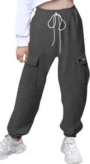 SANGTREE Girls Womens Drawstring Cargo Jogger Pants