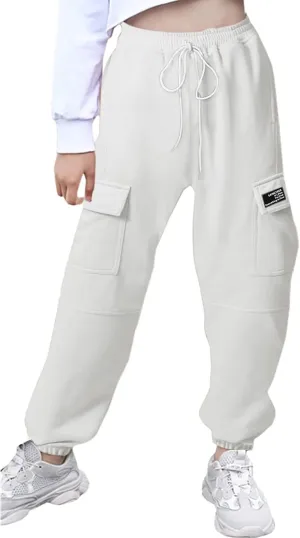 SANGTREE Girls Womens Drawstring Cargo Jogger Pants
