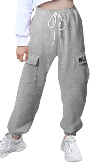 SANGTREE Girls Womens Drawstring Cargo Jogger Pants