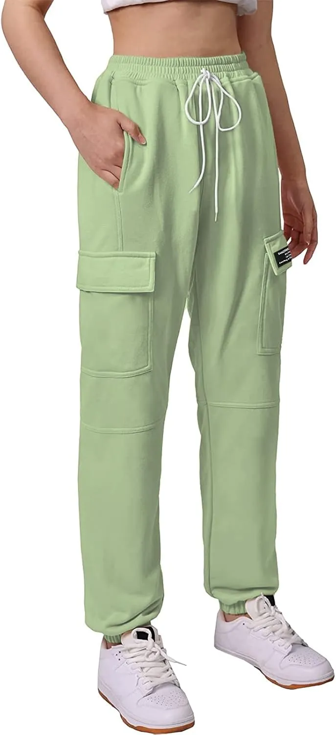 SANGTREE Girls Womens Drawstring Cargo Jogger Pants