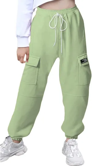 SANGTREE Girls Womens Drawstring Cargo Jogger Pants