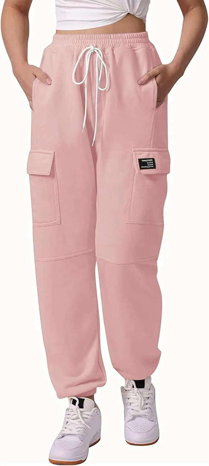 SANGTREE Girls Womens Drawstring Cargo Jogger Pants