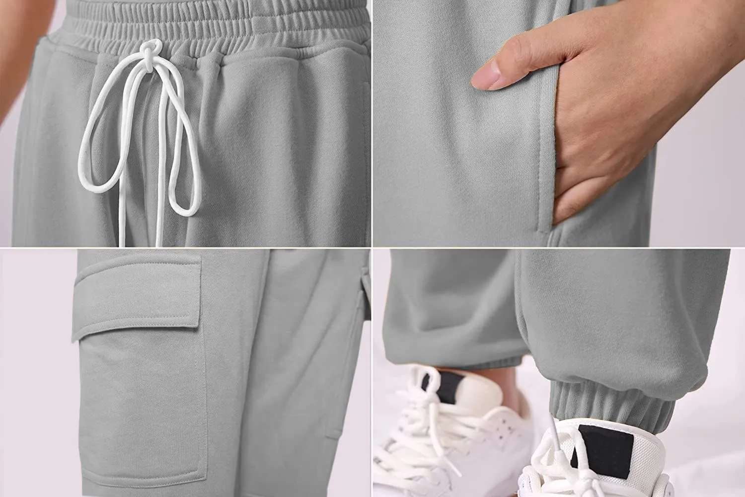 SANGTREE Girls Womens Drawstring Cargo Jogger Pants