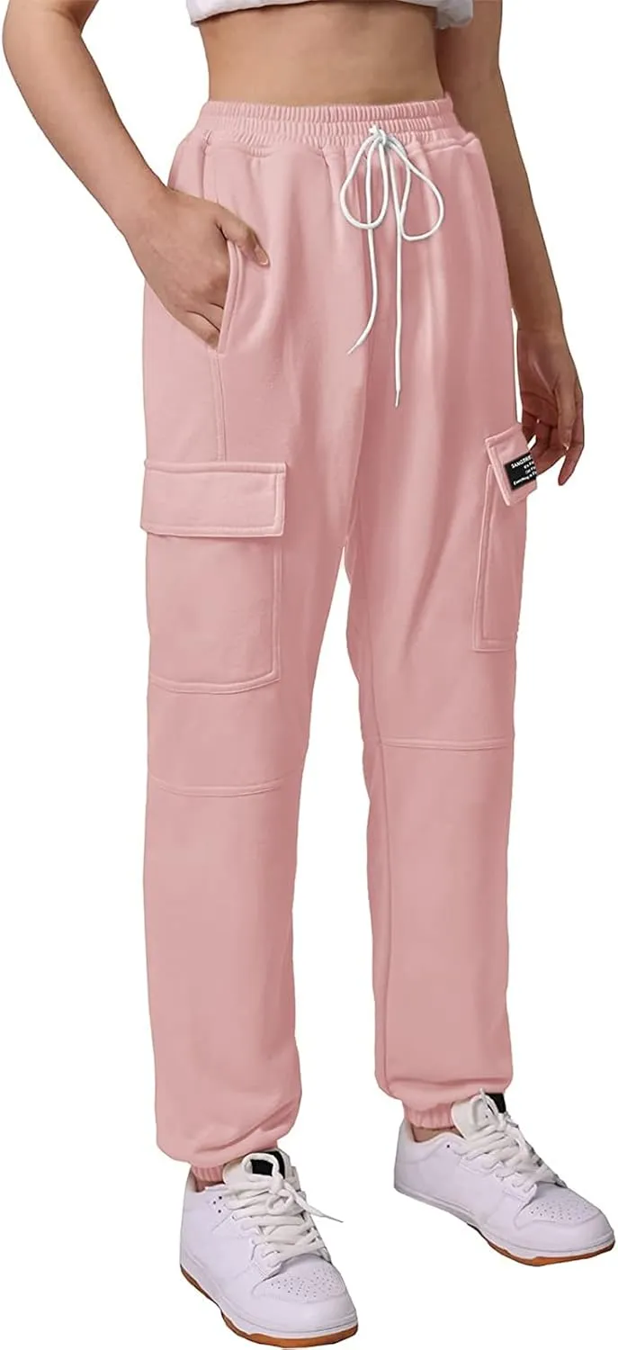 SANGTREE Girls Womens Drawstring Cargo Jogger Pants