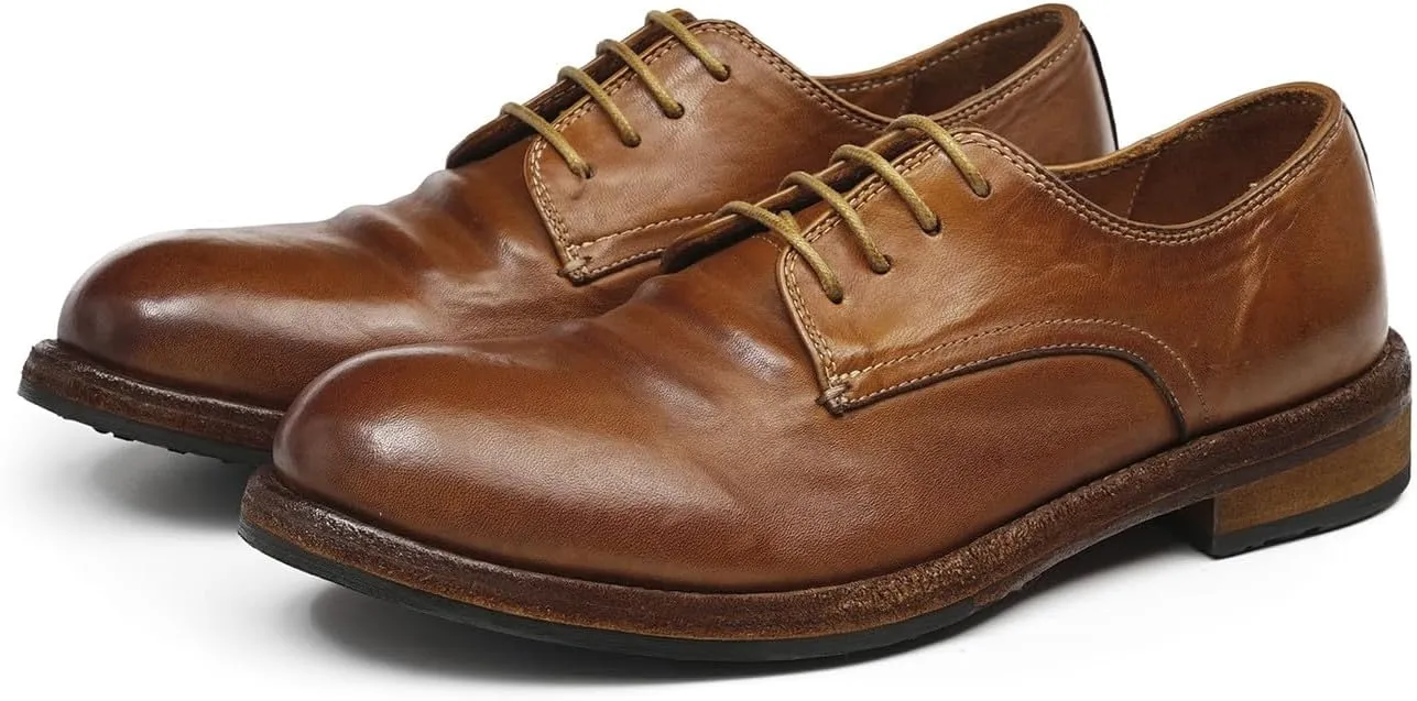 Santimon Men??s Dress Shoes Genuine Horse Leather Oxfords, Fashion Business-Casual & Formal Wedding Breathable Lining Shoes ?C Handcrafted Goodyear-Welt Luxury Derby