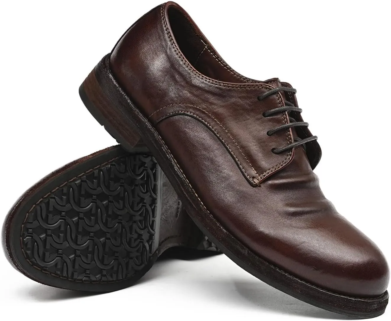 Santimon Men??s Dress Shoes Genuine Horse Leather Oxfords, Fashion Business-Casual & Formal Wedding Breathable Lining Shoes ?C Handcrafted Goodyear-Welt Luxury Derby