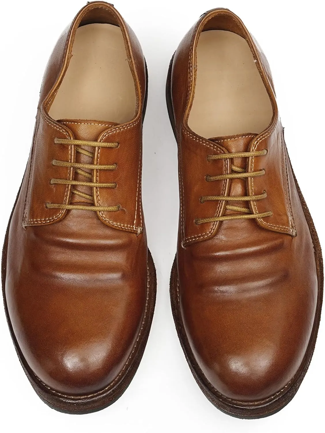 Santimon Men??s Dress Shoes Genuine Horse Leather Oxfords, Fashion Business-Casual & Formal Wedding Breathable Lining Shoes ?C Handcrafted Goodyear-Welt Luxury Derby