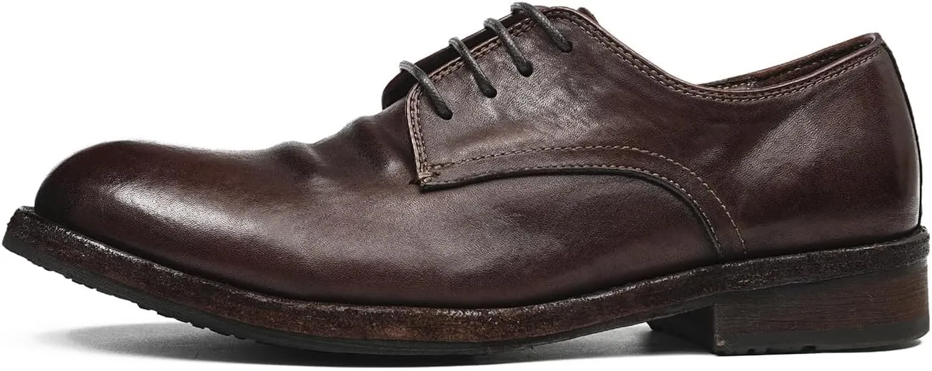 Santimon Men??s Dress Shoes Genuine Horse Leather Oxfords, Fashion Business-Casual & Formal Wedding Breathable Lining Shoes ?C Handcrafted Goodyear-Welt Luxury Derby