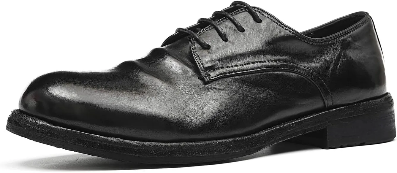 Santimon Men??s Dress Shoes Genuine Horse Leather Oxfords, Fashion Business-Casual & Formal Wedding Breathable Lining Shoes ?C Handcrafted Goodyear-Welt Luxury Derby