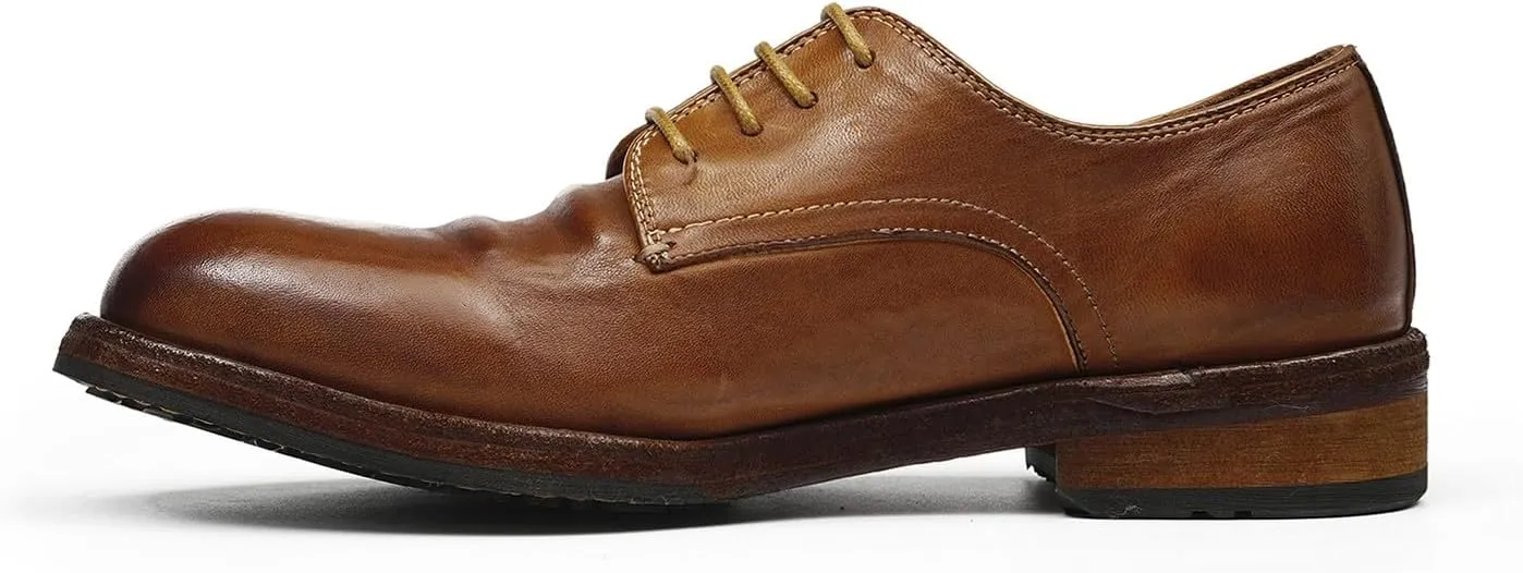 Santimon Men??s Dress Shoes Genuine Horse Leather Oxfords, Fashion Business-Casual & Formal Wedding Breathable Lining Shoes ?C Handcrafted Goodyear-Welt Luxury Derby