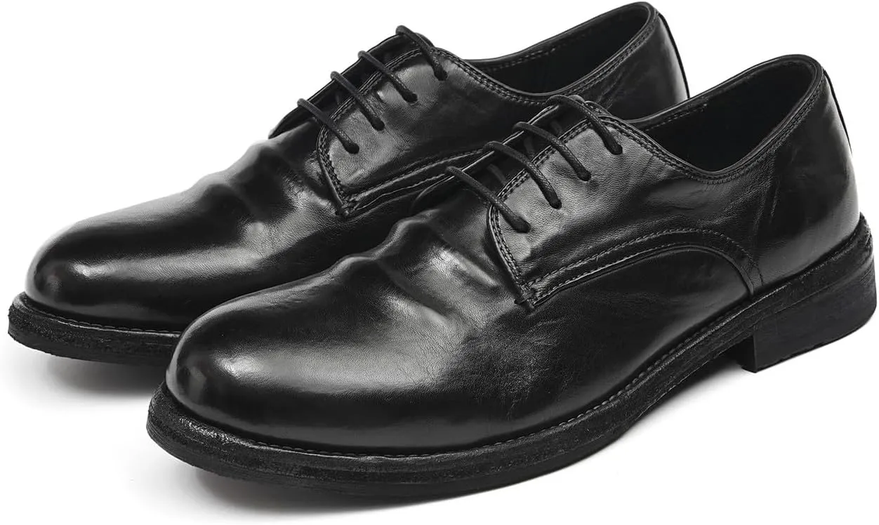 Santimon Men??s Dress Shoes Genuine Horse Leather Oxfords, Fashion Business-Casual & Formal Wedding Breathable Lining Shoes ?C Handcrafted Goodyear-Welt Luxury Derby